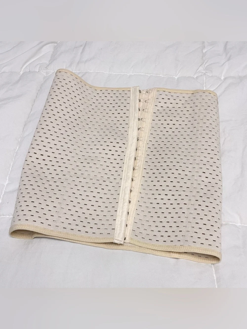 Beige breathable mesh waist trainer corset